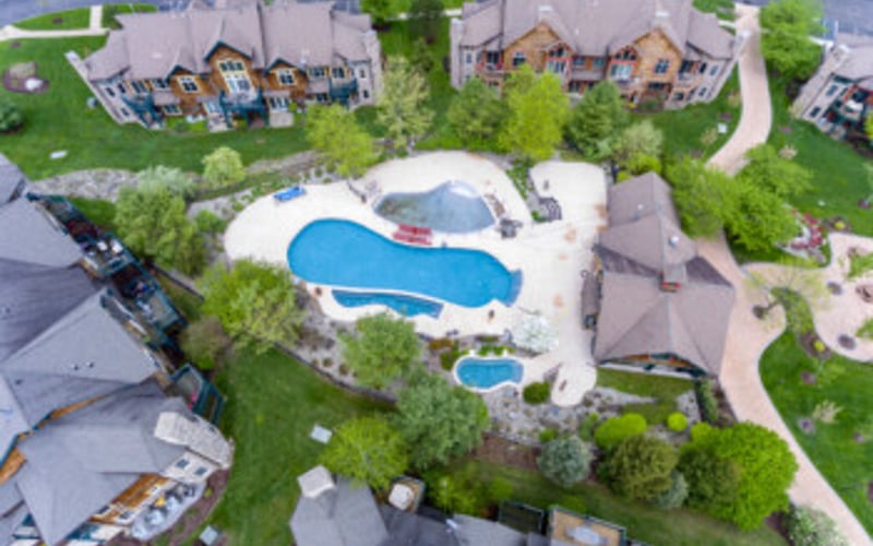 Aerial view of pool at Condos at the Creek